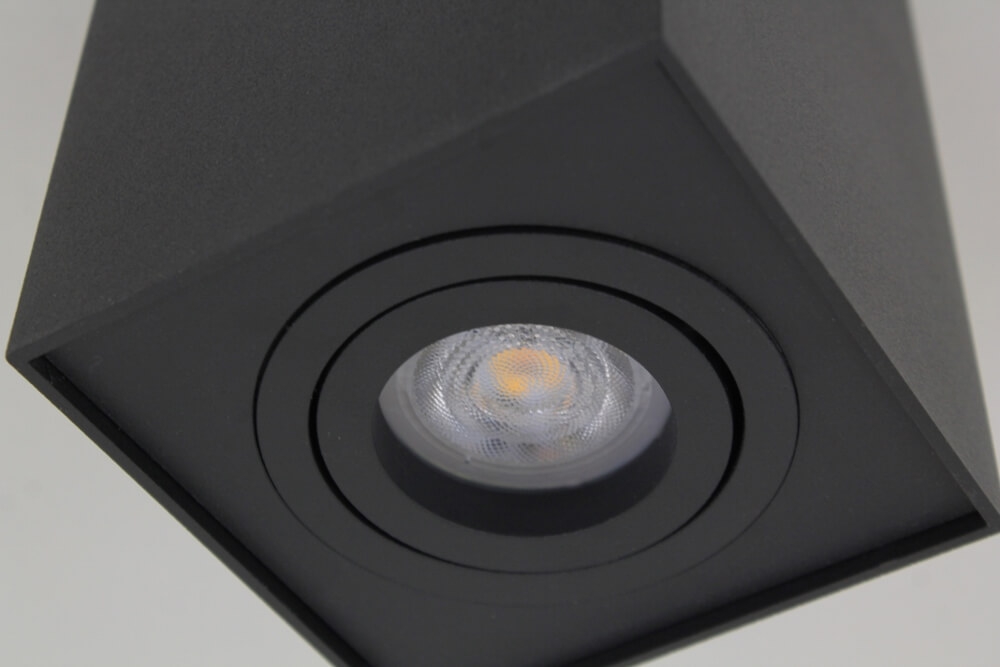 Kantelbare plafondlamp / Opbouwspot BOX SQUARE | Zwart 1-lichts