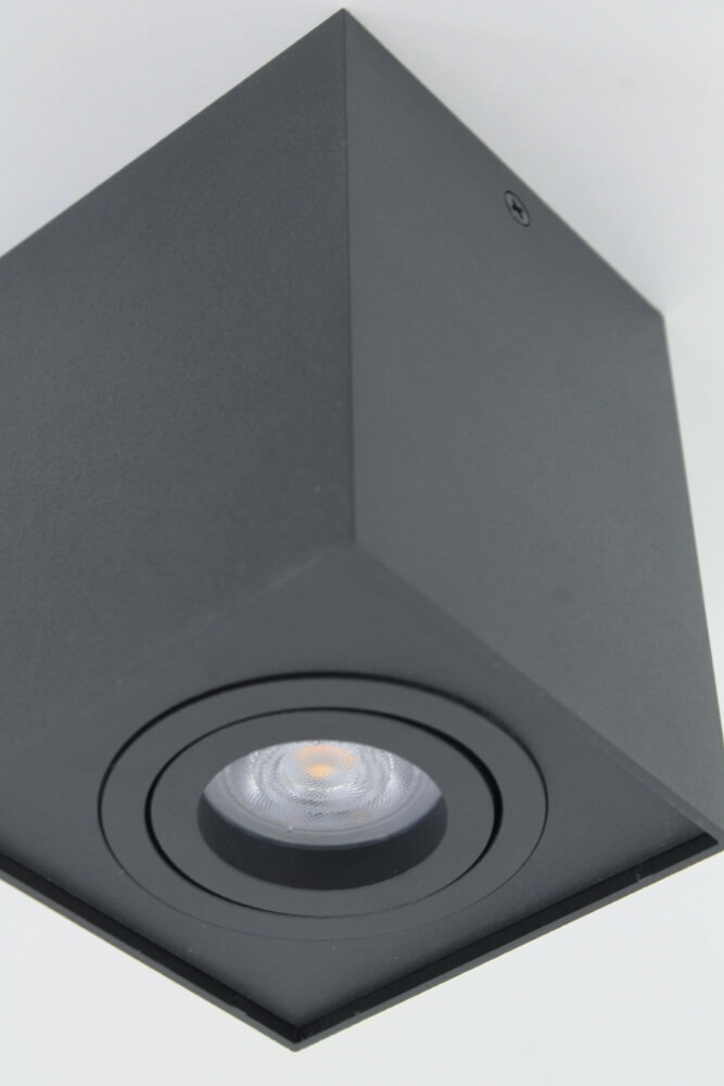 Kantelbare plafondlamp / Opbouwspot BOX SQUARE | Zwart 1-lichts