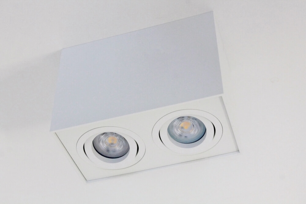 Kantelbare plafondlamp / Opbouwspot BOX SQUARE | Wit 2-lichts