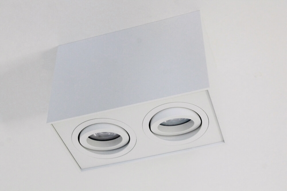 Kantelbare plafondlamp / Opbouwspot BOX SQUARE | Wit 2-lichts
