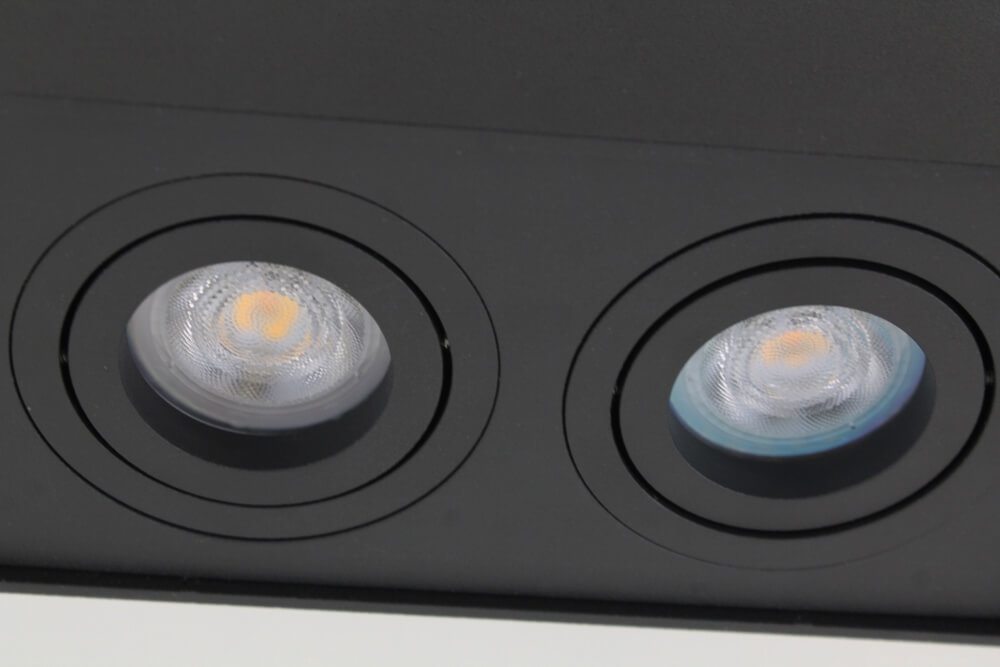 Kantelbare plafondlamp / Opbouwspot BOX SQUARE | Zwart 2-lichts