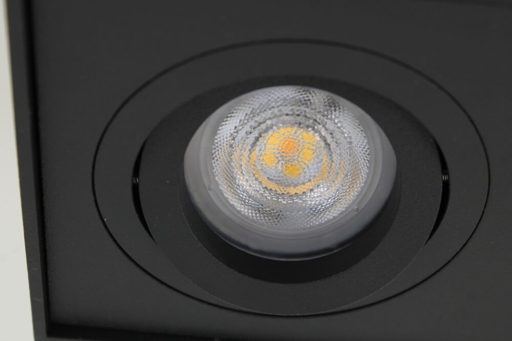 Kantelbare plafondlamp / Opbouwspot BOX SQUARE | Zwart 2-lichts