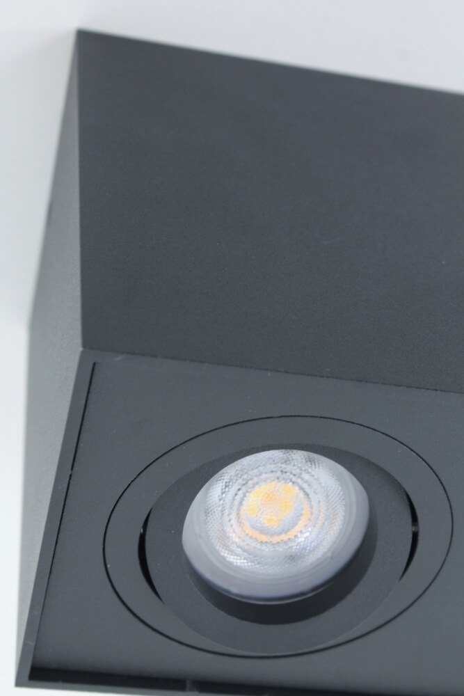 Kantelbare plafondlamp / Opbouwspot BOX SQUARE | Zwart 2-lichts