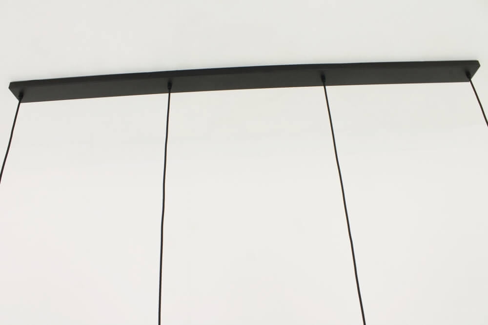 4-lichts hanglamp SACORRO metallic smoke zwart op balk | 4x Ø 30 cm