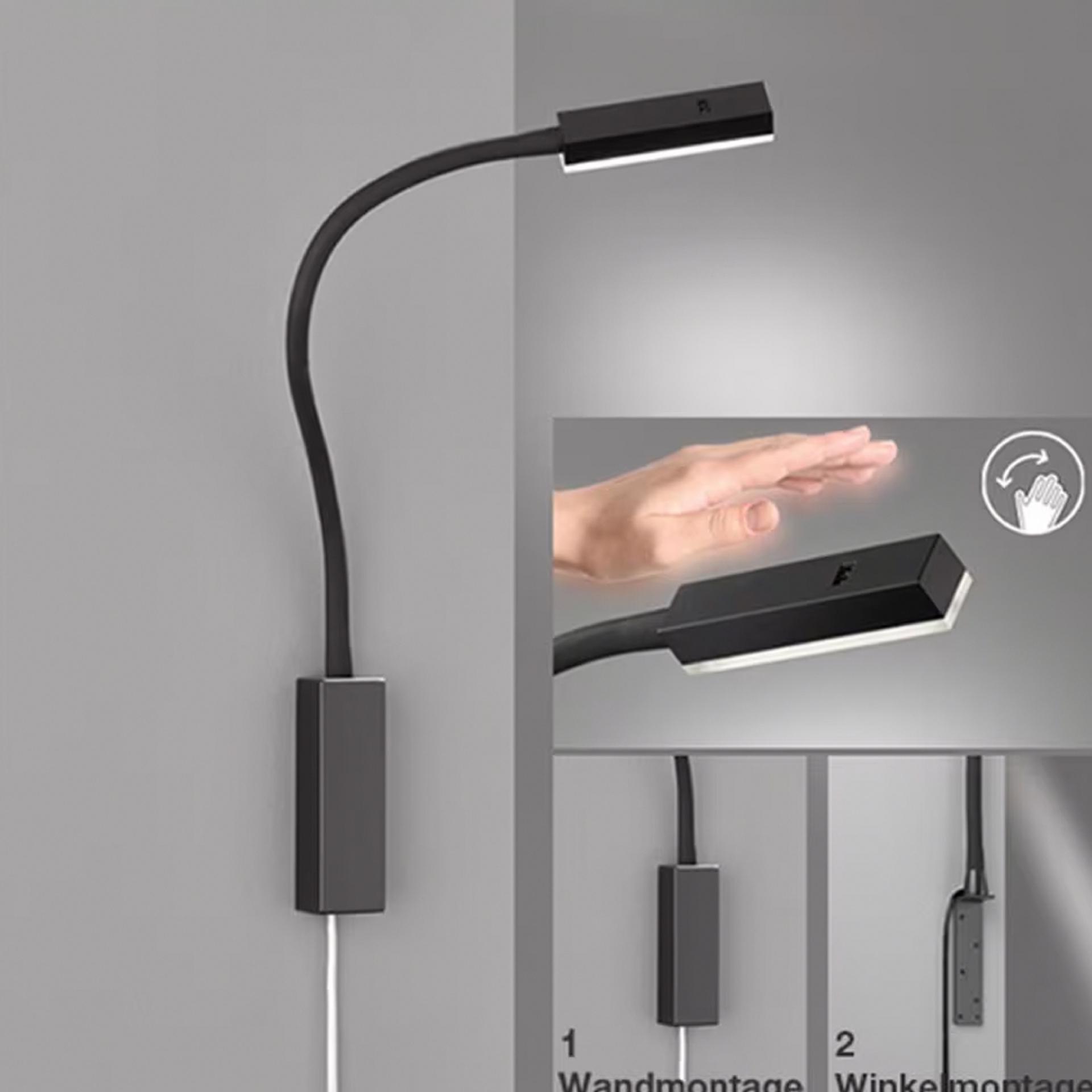 Strak vormgegeven dimbare bedlamp ODI LED rechthoek | Zwart
