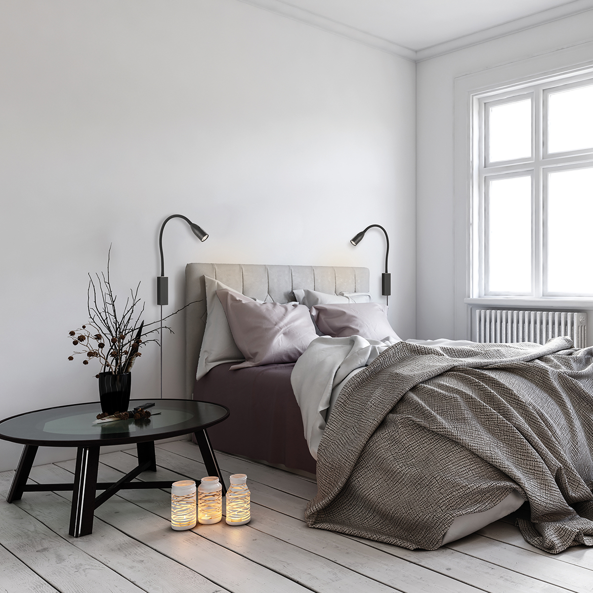 Strak vormgegeven ronde bedlamp ODI | zwart