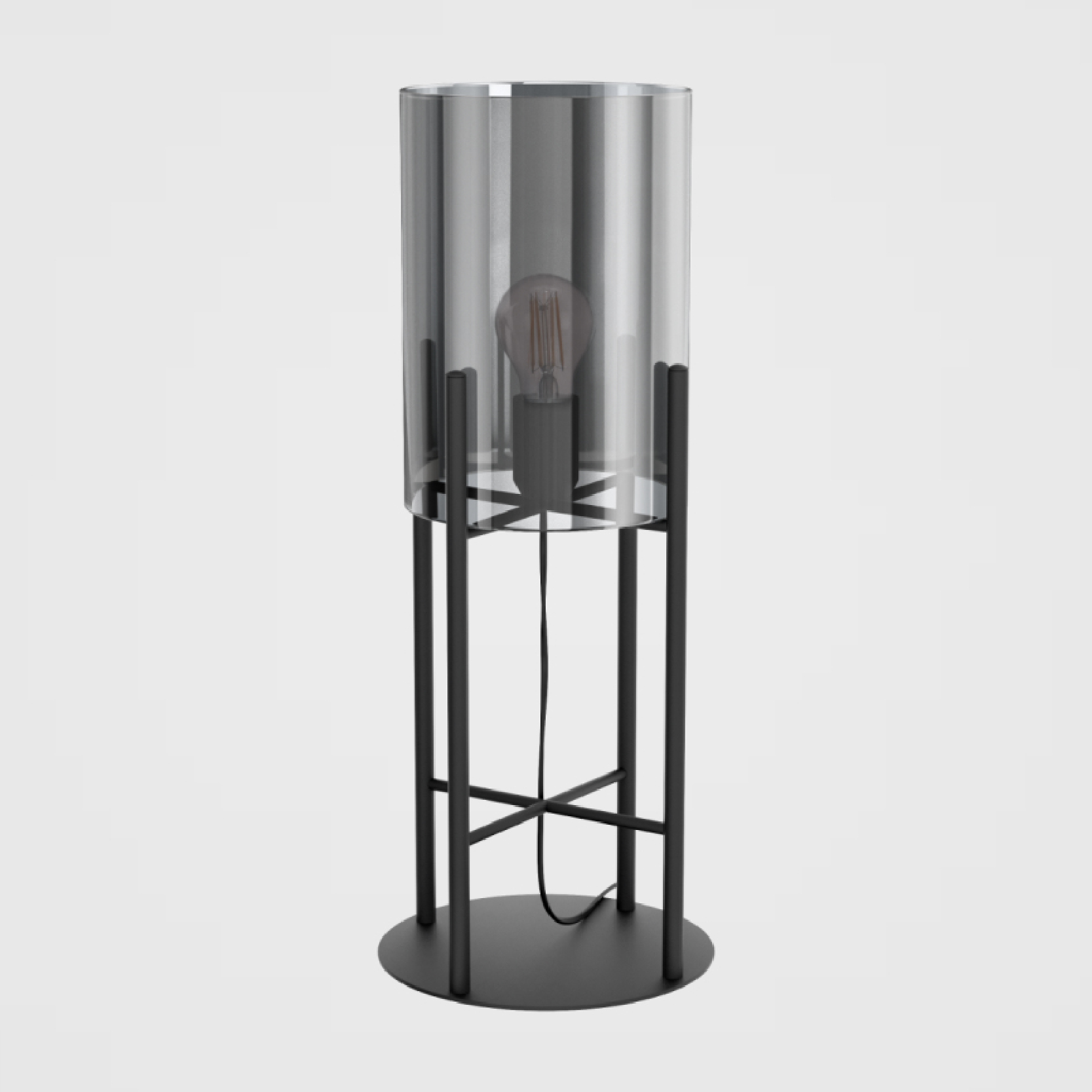 Tafellamp TRENTO Ø 22 cm | Metalen frame | Zwart/Smoke