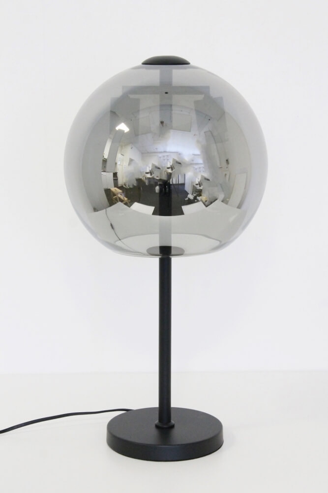 Sfeervolle zwarte tafellamp SICANO metallic smoke zwart | Ø 30 cm