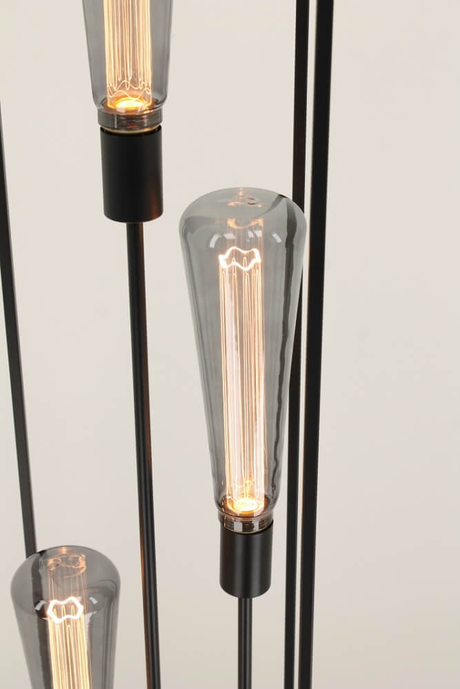 Metalen vloerlamp FEKIR met 3 GIANT SMOKE LED-lampen | Zwart