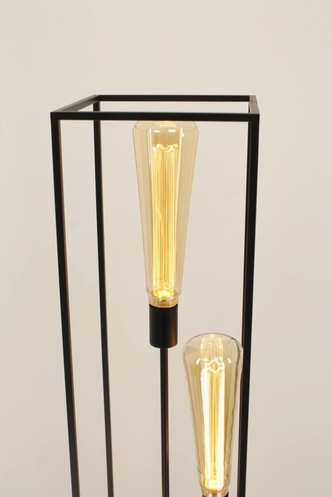 Metalen vloerlamp FEKIR met 3 GIANT GOLD LED-lampen | Zwart