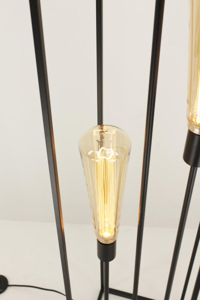 Metalen vloerlamp FEKIR met 3 GIANT GOLD LED-lampen | Zwart