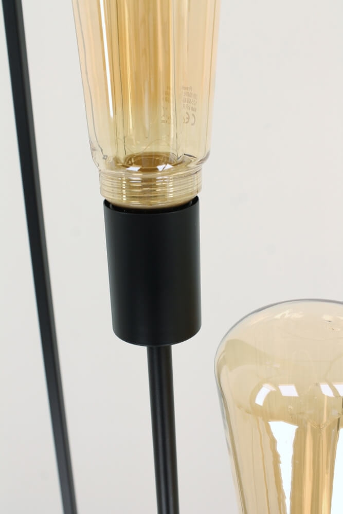 Metalen vloerlamp FEKIR met 3 GIANT GOLD LED-lampen | Zwart