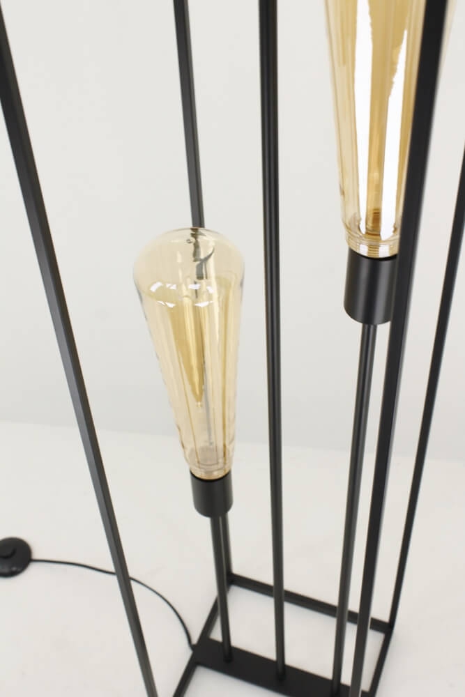 Metalen vloerlamp FEKIR met 3 GIANT GOLD LED-lampen | Zwart