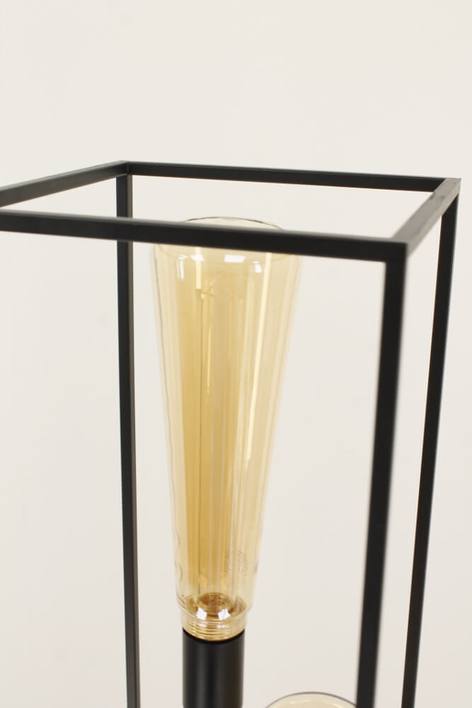 Metalen vloerlamp FEKIR met 3 GIANT GOLD LED-lampen | Zwart