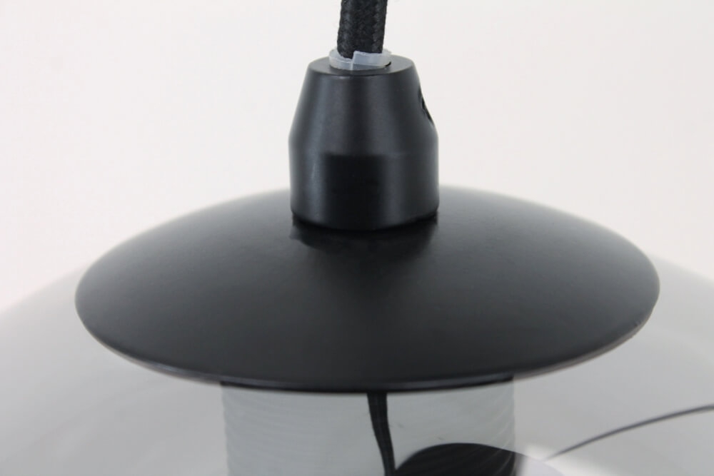 3-lichts hanglamp SACORRO metallic smoke zwart rond | glas met haak