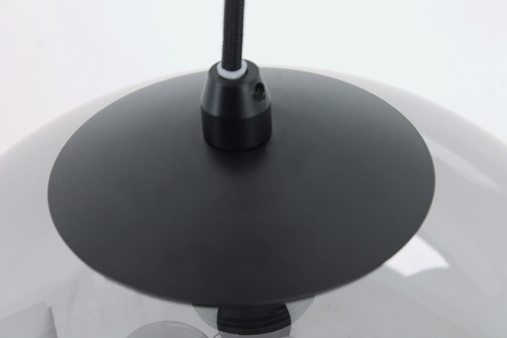3-lichts hanglamp SACORRO metallic smoke zwart rond | 3 maten glas