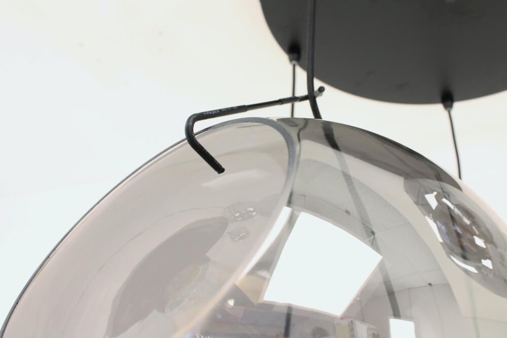 3-lichts hanglamp SACORRO metallic smoke zwart rond | glas met haak