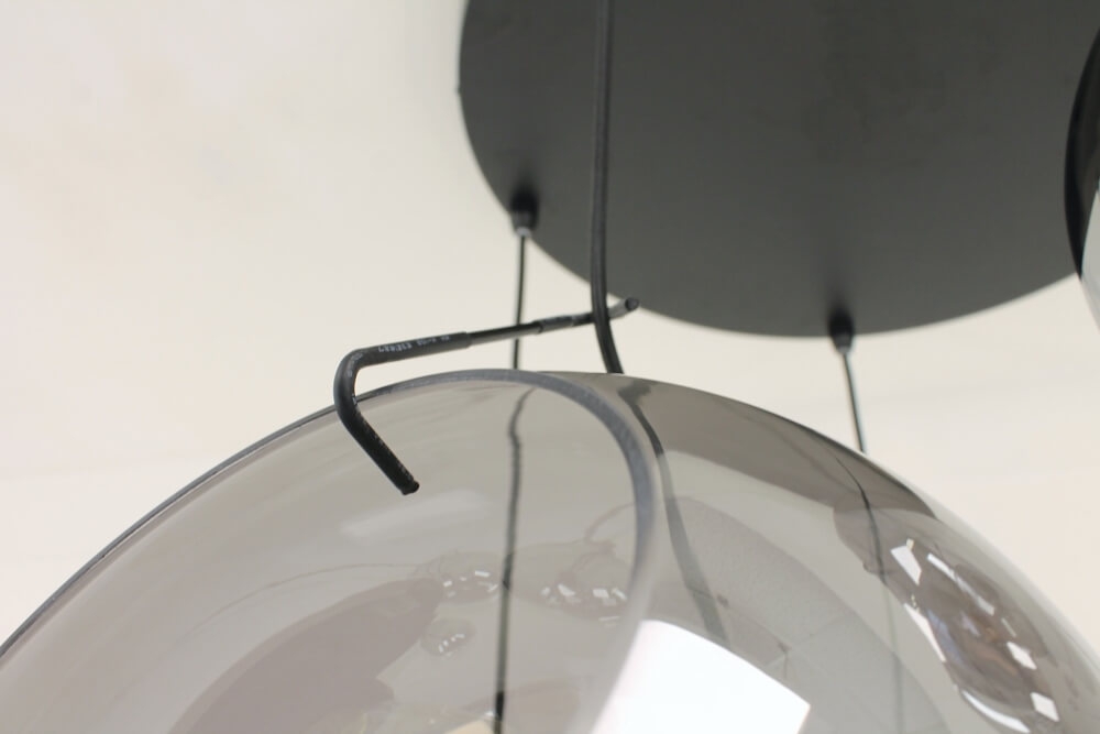 5-lichts hanglamp SACORRO metallic smoke zwart rond | glas met haak