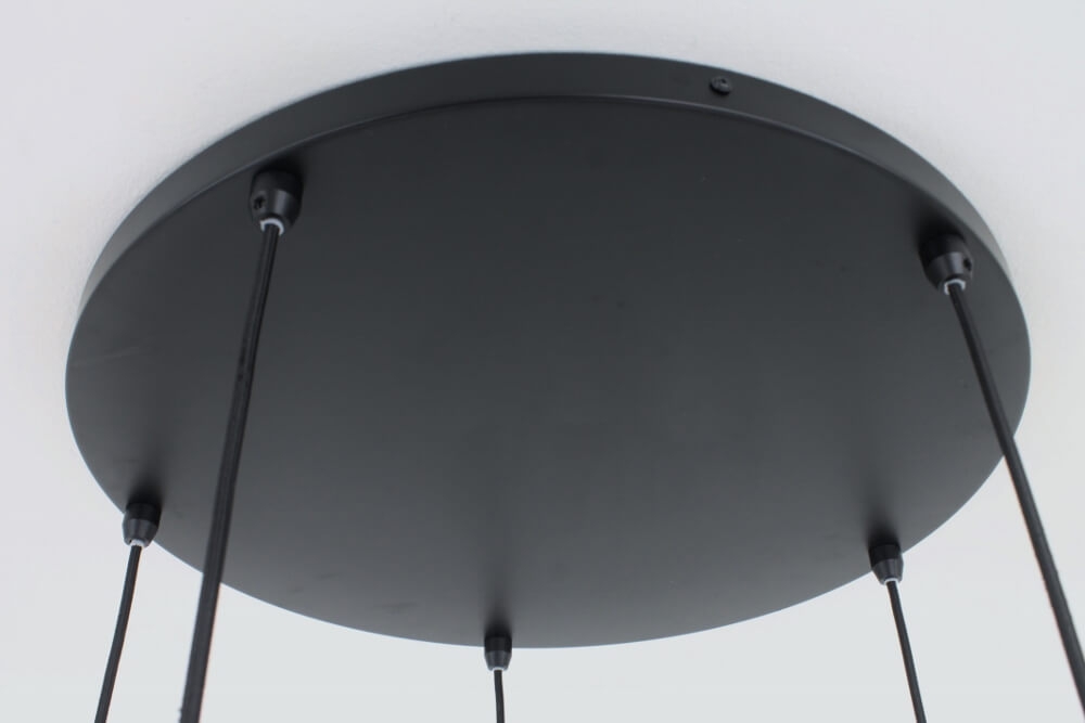 5-lichts hanglamp SACORRO metallic smoke zwart rond | glas met haak