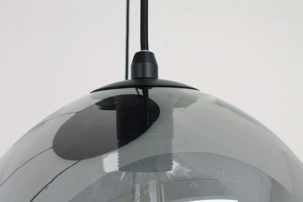 5-lichts hanglamp SACORRO metallic smoke zwart rond | glas met haak