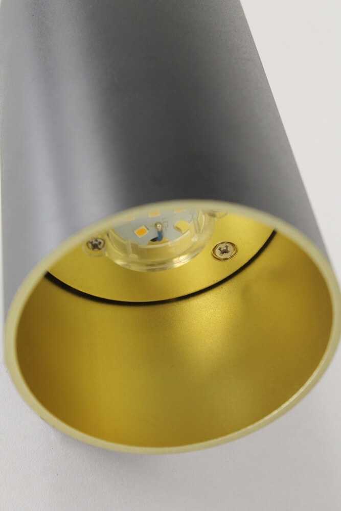 Ronde wandlamp ZITA I LED 2-lichts | Zwart met goud