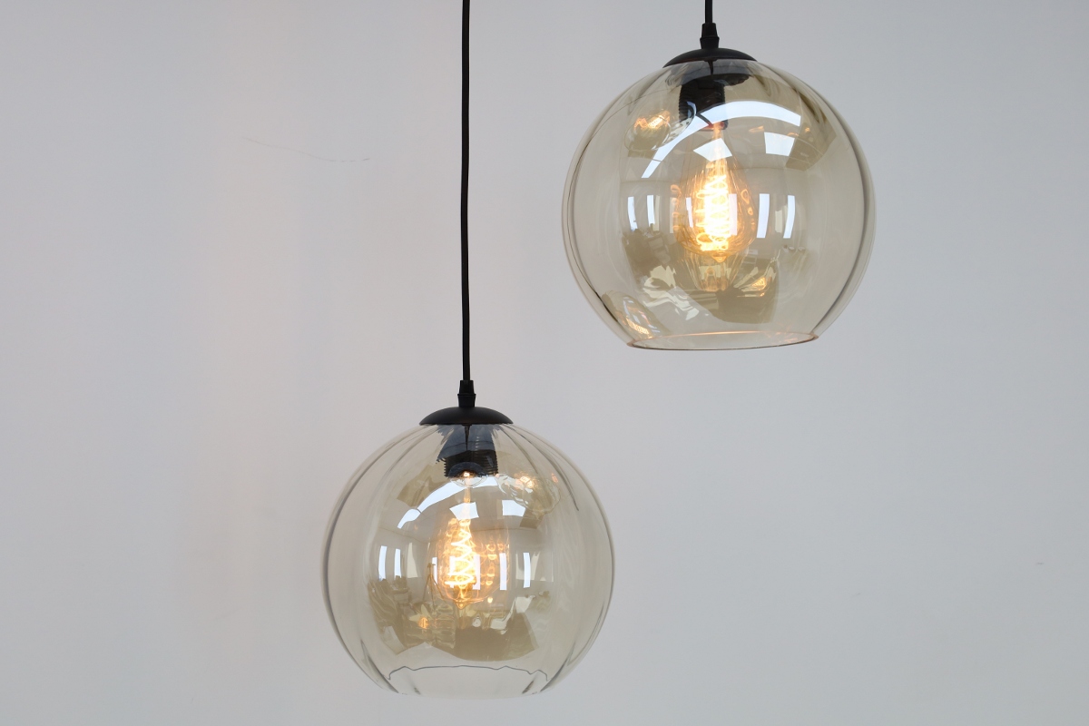 Stijlvolle hanglamp DONATO 3-lichts rond | Mokka / Amber