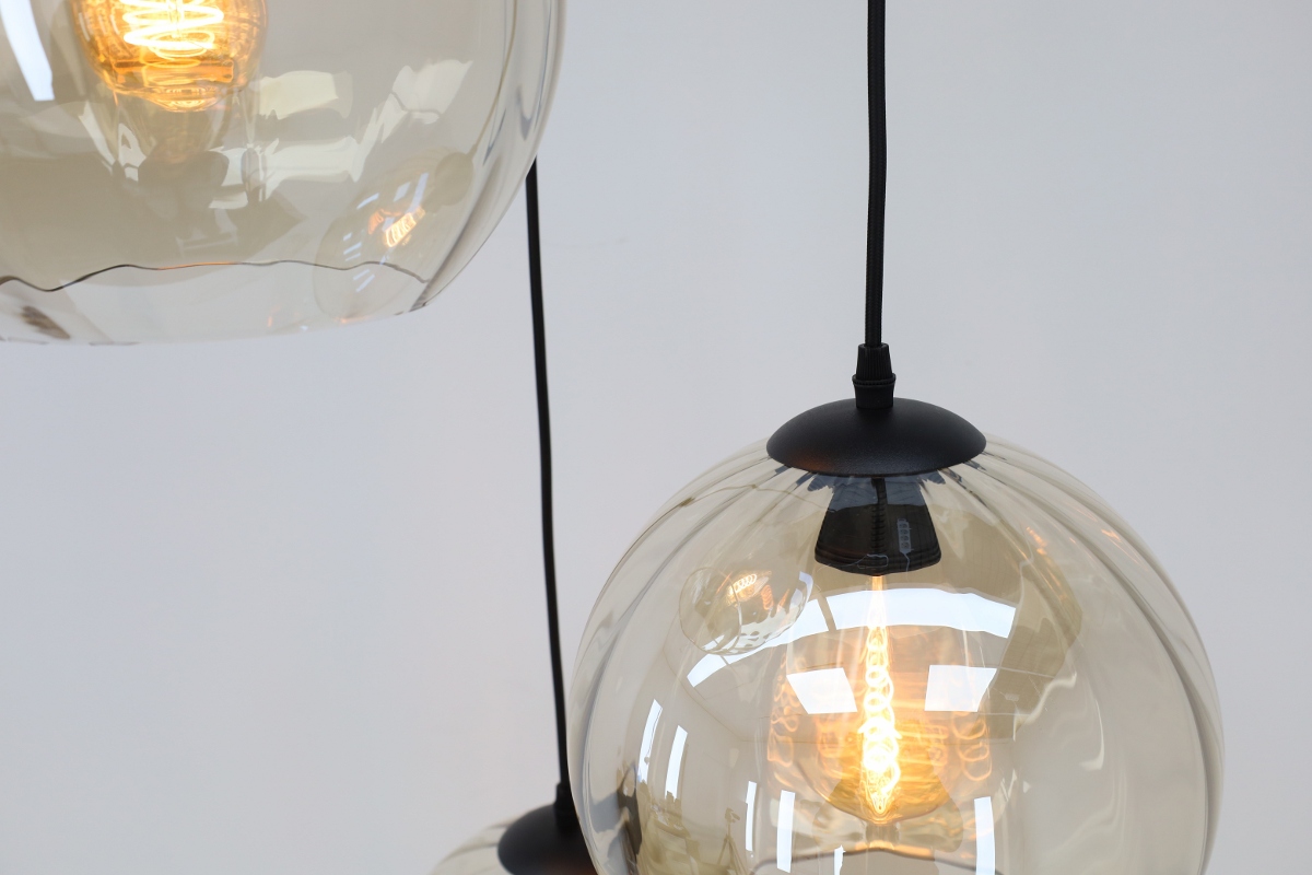 Stijlvolle hanglamp DONATO 3-lichts rond | Mokka / Amber