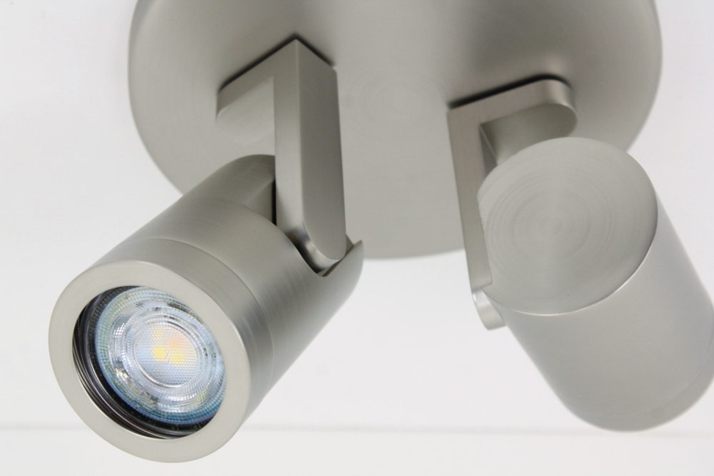 Stijlvolle strakke 2-lichts opbouwspot SCOOP rond | Staal