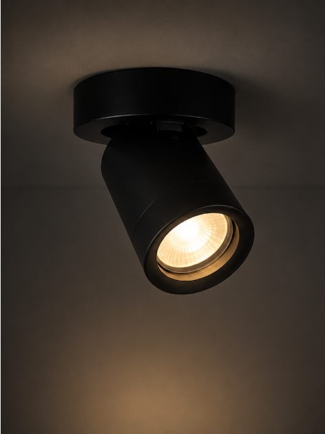 Strakke opbouwspot LEXI 1L IP44 | Zwart