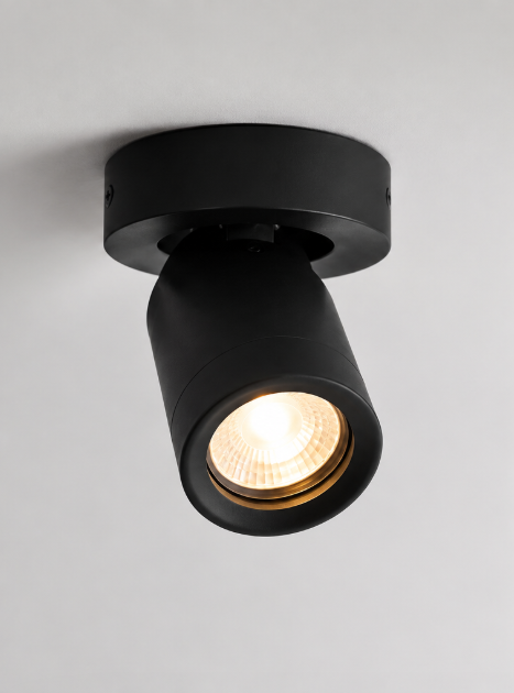 Strakke opbouwspot LEXI 1L IP44 | Zwart