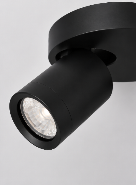Strakke opbouwspot LEXI 2-lichts rond IP44 | Zwart