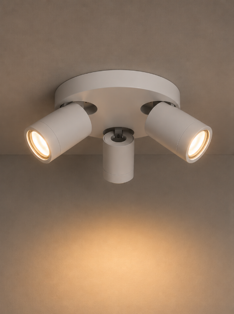 Strakke opbouwspot LEXI 3-lichts rond IP44 | Zwart