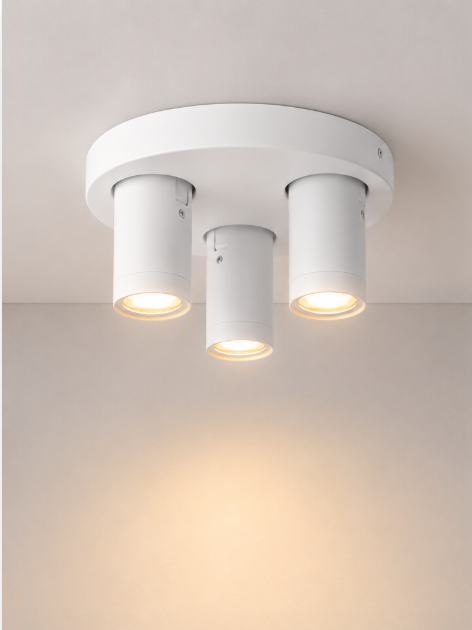 Strakke opbouwspot LEXI 3-lichts rond IP44 | Zwart