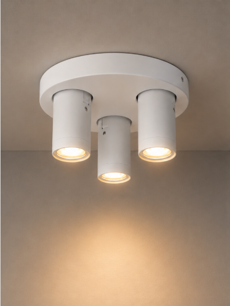 Strakke opbouwspot LEXI 3-lichts rond IP44 | Zwart
