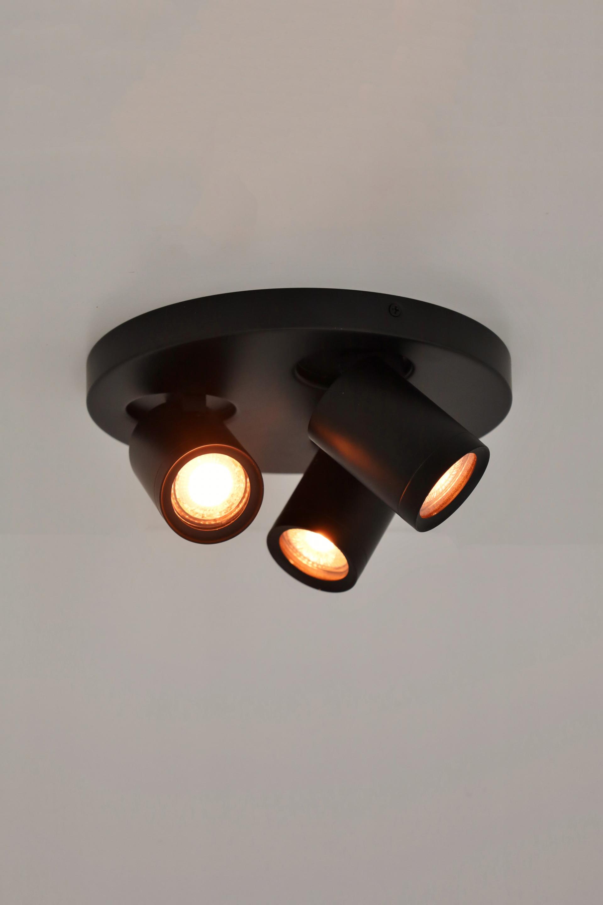 Strakke opbouwspot LEXI 3-lichts rond IP44 | Zwart