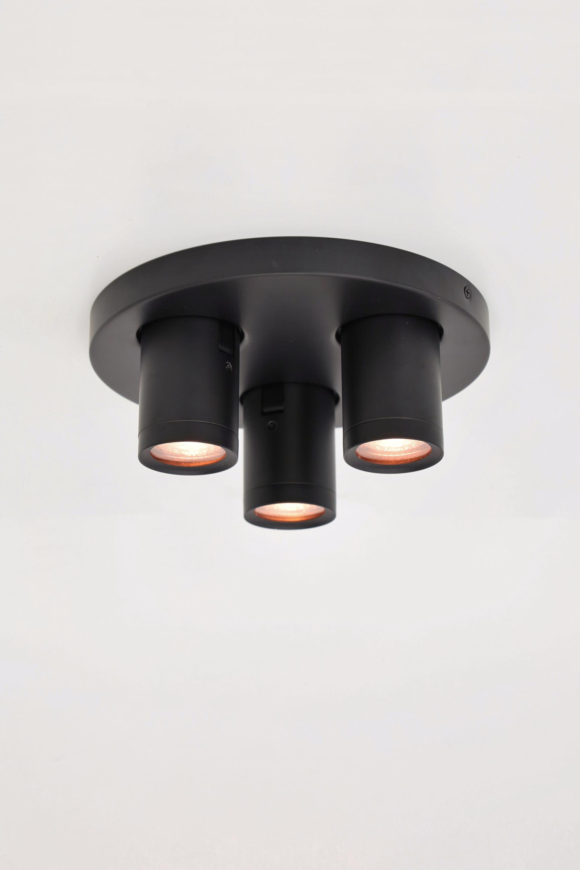 Strakke opbouwspot LEXI 3-lichts rond IP44 | Zwart
