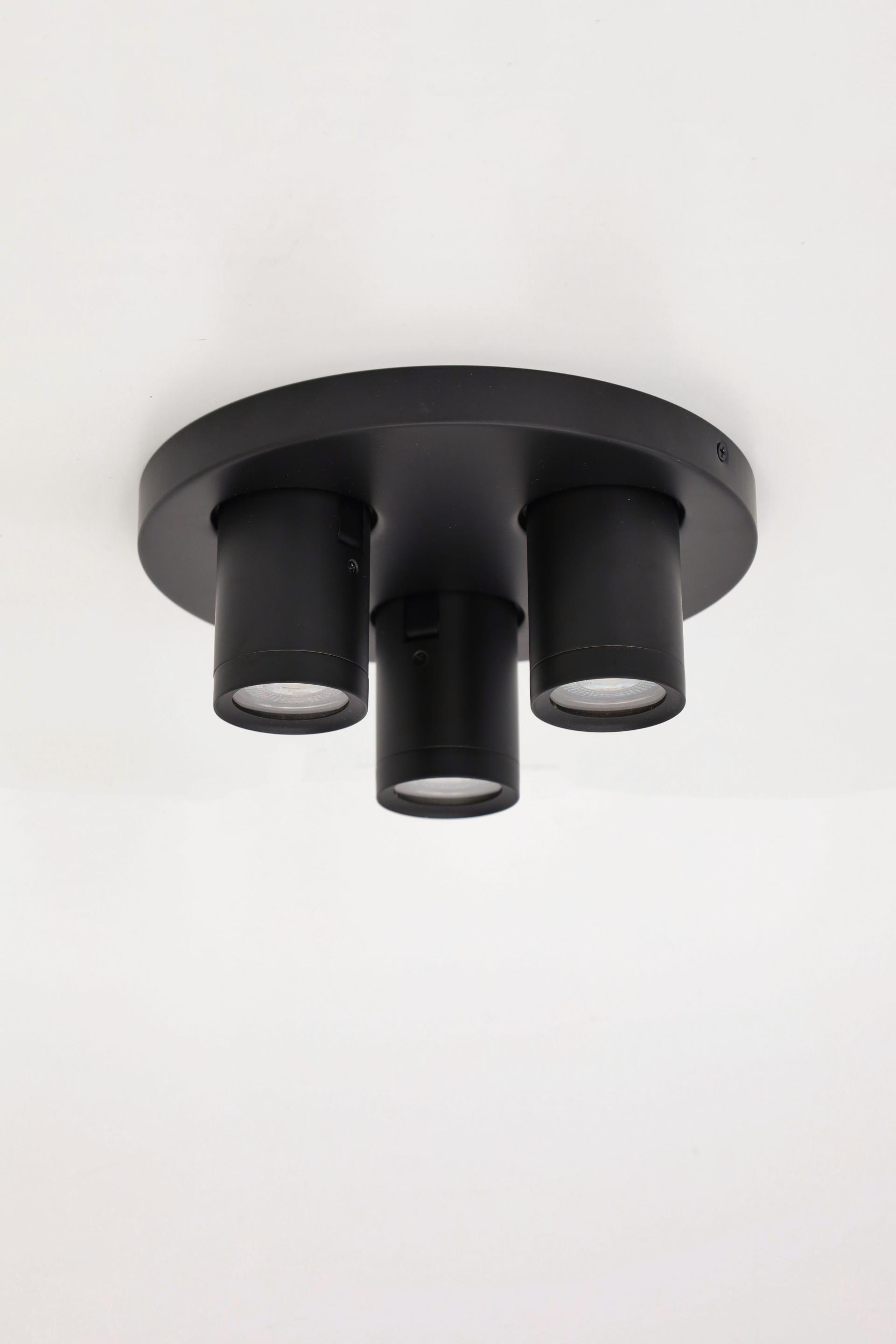 Strakke opbouwspot LEXI 3-lichts rond IP44 | Zwart
