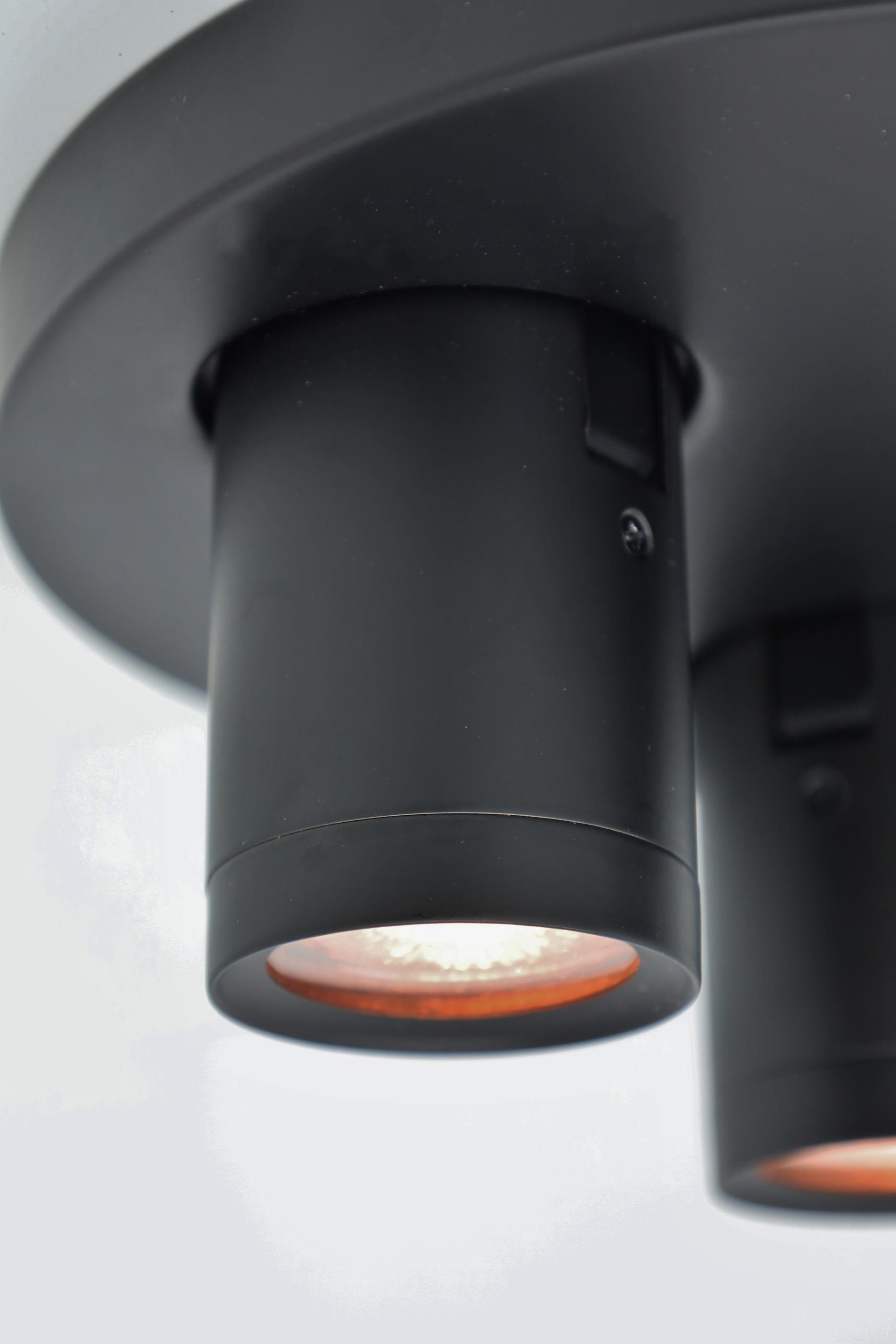 Strakke opbouwspot LEXI 3-lichts rond IP44 | Zwart