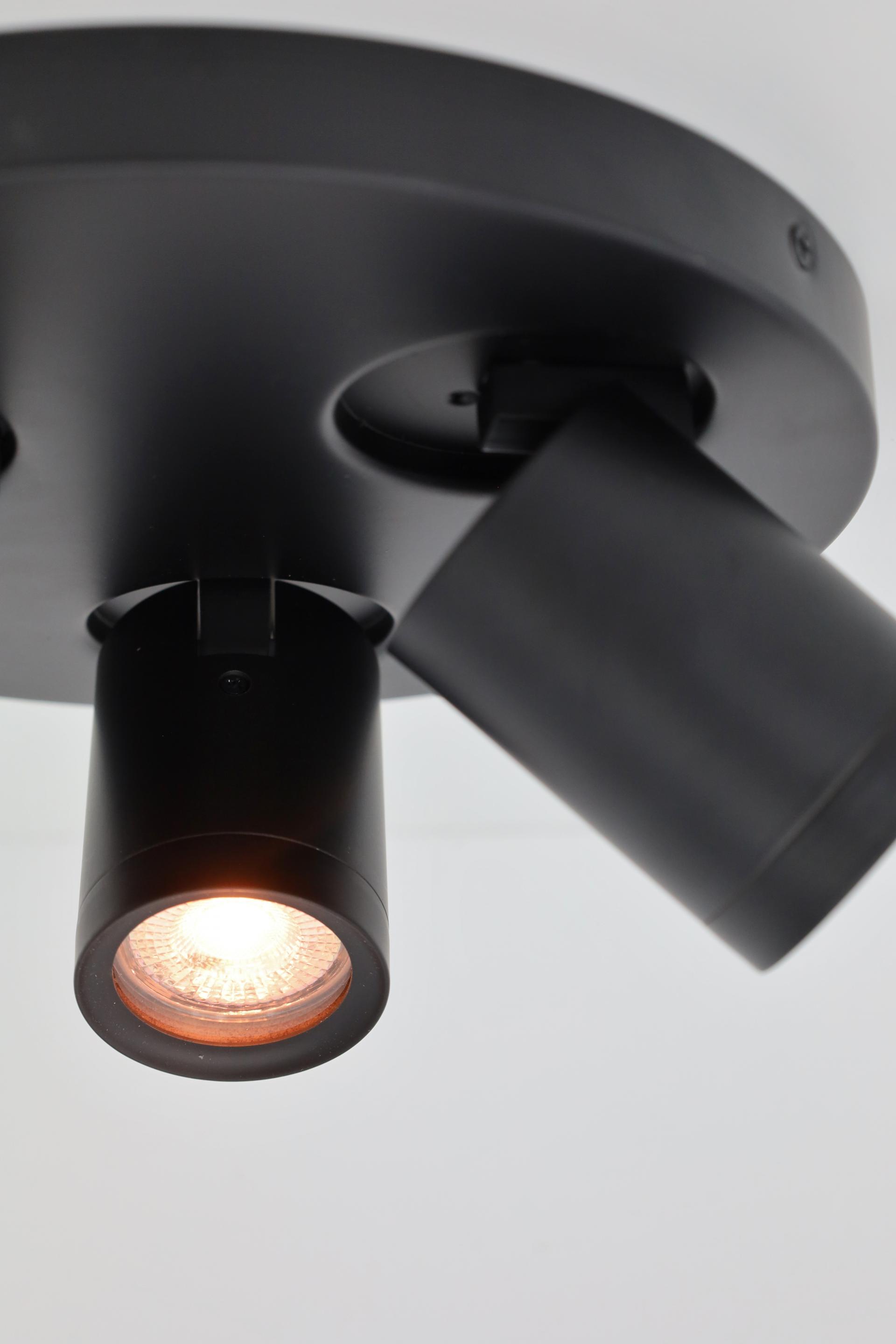 Strakke opbouwspot LEXI 3-lichts rond IP44 | Zwart