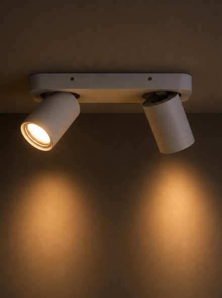 Strakke opbouwspot LEXI 2-lichts balk IP44 | Wit