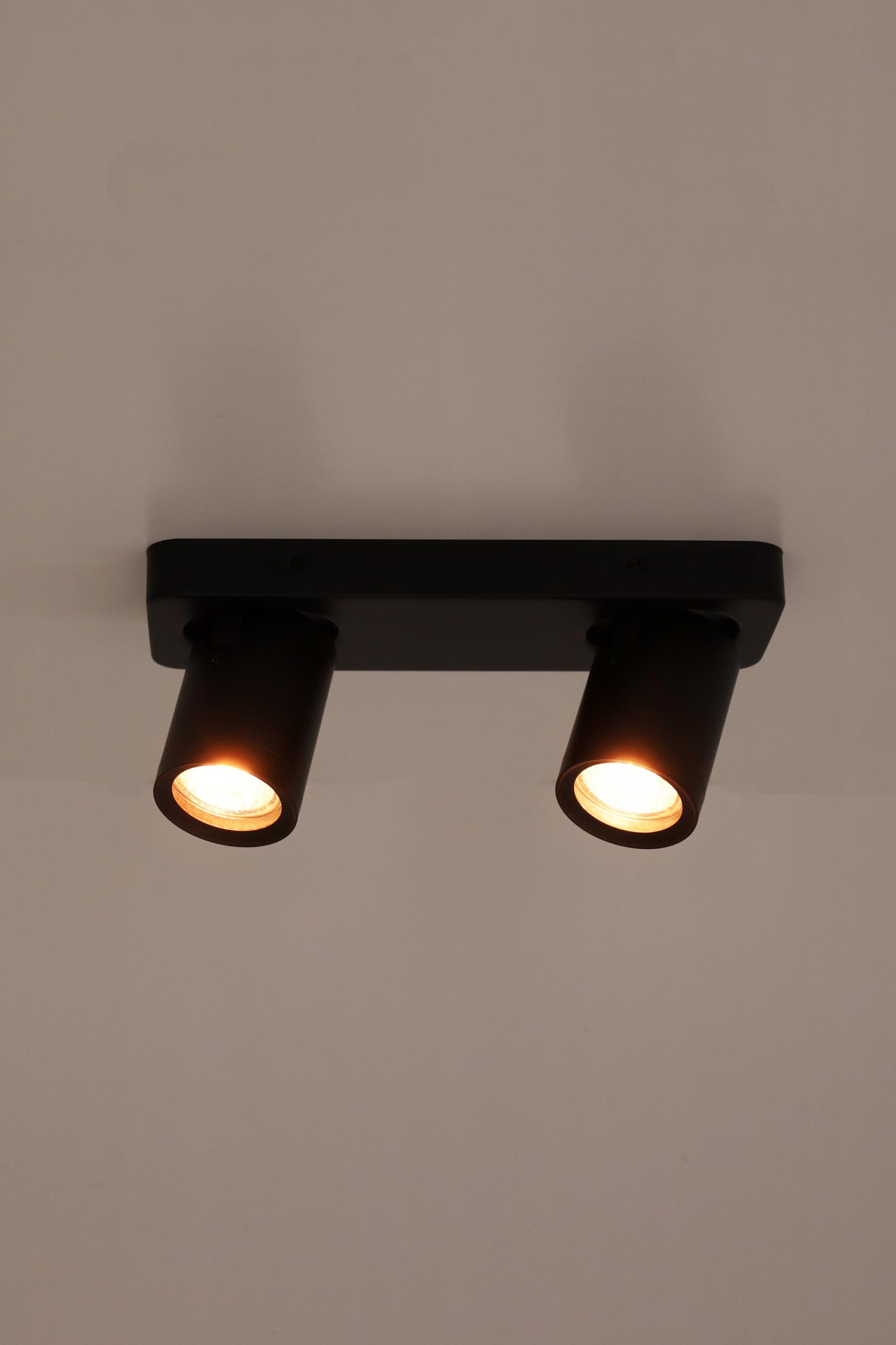 Strakke opbouwspot LEXI 2-lichts balk IP44 | Zwart