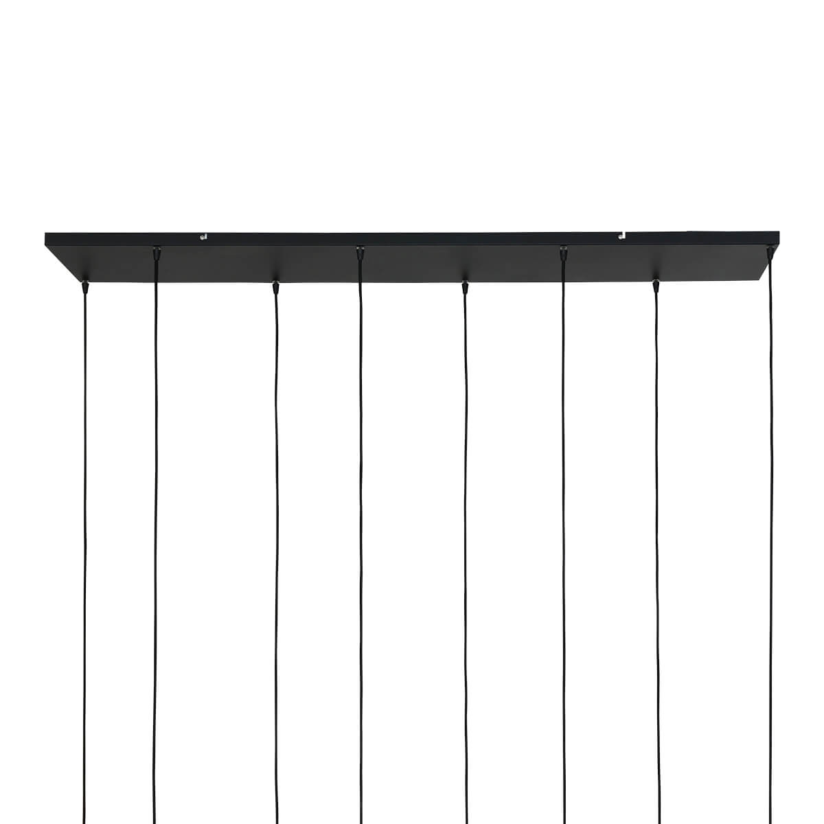Hanglamp DEFLEX 8-lichts metallic smoke zwart op balk | Brede balk 140 x 25