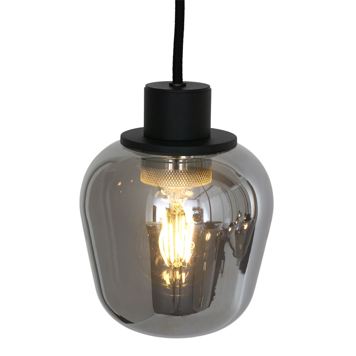 Hanglamp DEFLEX 8-lichts metallic smoke zwart op balk | Brede balk 140 x 25