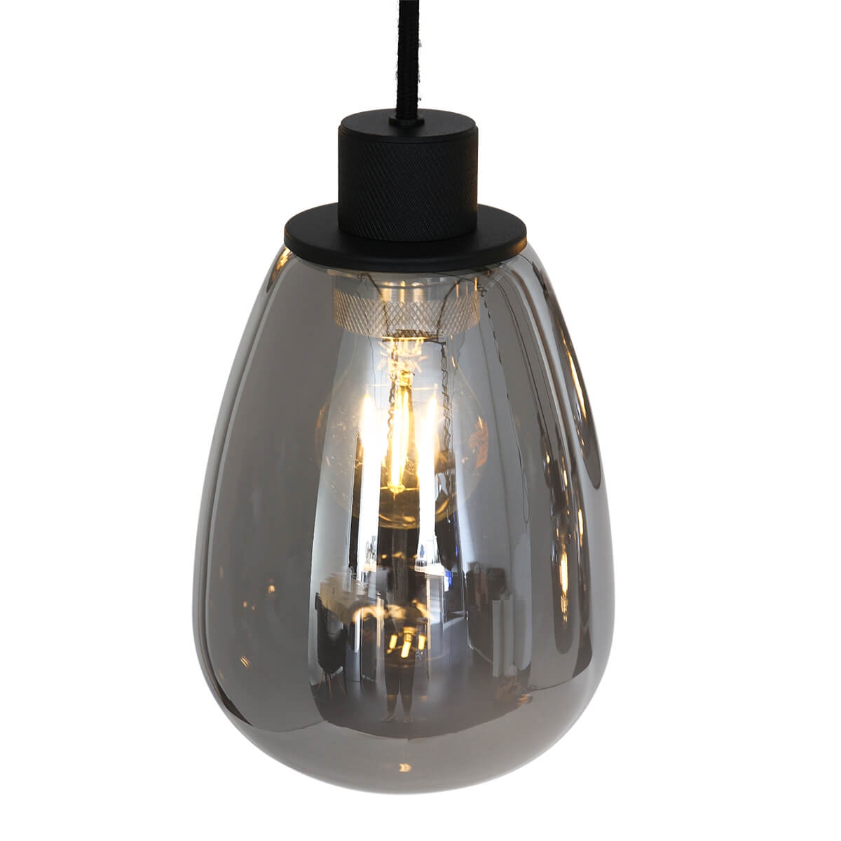 Hanglamp DEFLEX 8-lichts metallic smoke zwart op balk | Brede balk 140 x 25