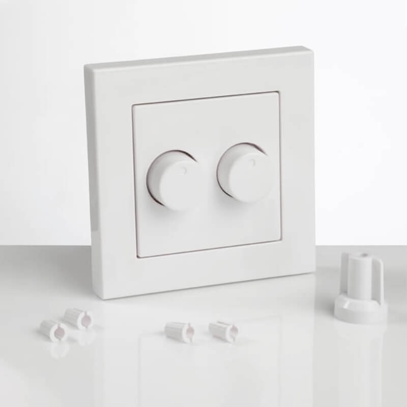 Universele DUO dimmer afdekplaat compleet met rand | Wit