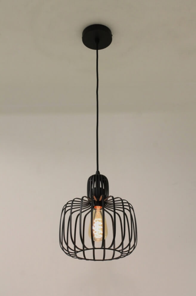 Sierlijke draad hanglamp STALLO zwart | Ø 25 cm