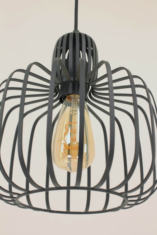 Sierlijke draad hanglamp STALLO zwart | Ø 25 cm