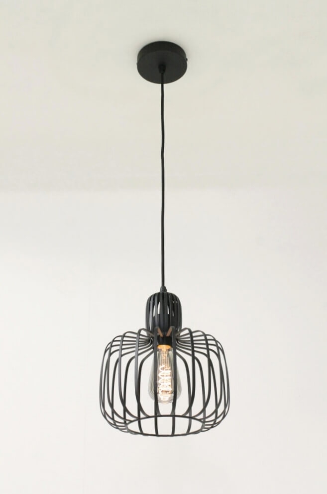 Sierlijke draad hanglamp STALLO zwart | Ø 25 cm