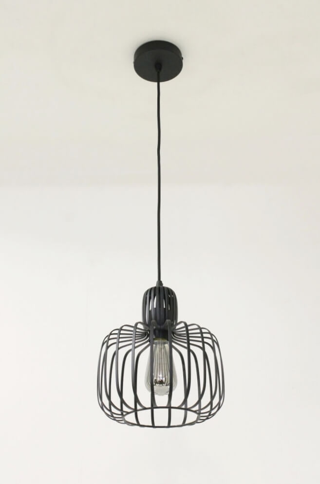 Sierlijke draad hanglamp STALLO zwart | Ø 25 cm