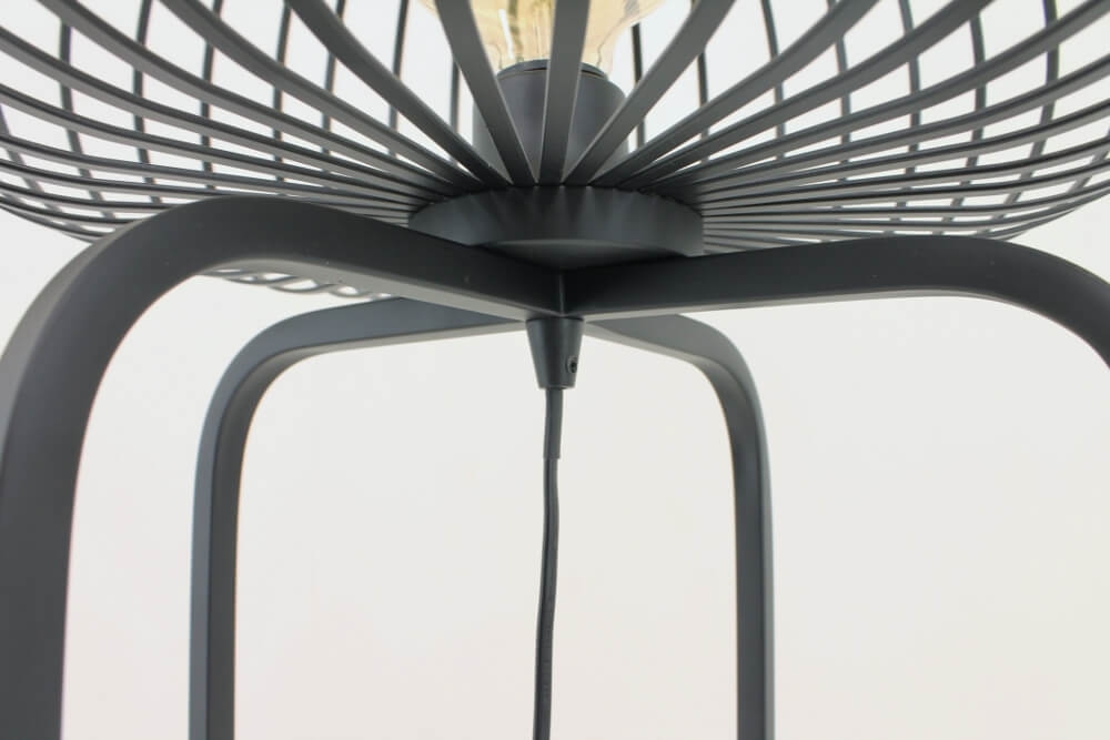 Sierlijke draad vloerlamp BOLERO zwart met frame | Ø 50 cm